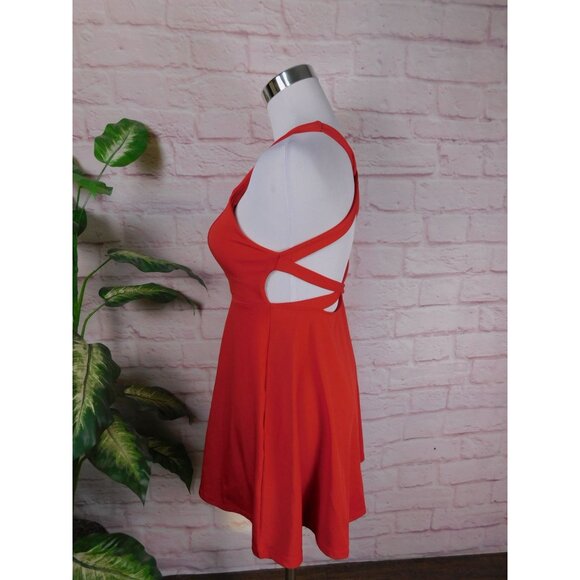 SALE Cross-Back Skater Dress Red Sleeveless  Junior S - Picture 4 of 9